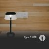 Lampka stołowa nocna V-TAC 3W LED 28cm ładowanie USB ściemnianie czarna VT-75002 3000K-6000K 110lm